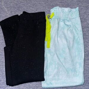 Girls Old Navy Black Speckled Cozy-Lined leggings and Therabouts PJ Pants